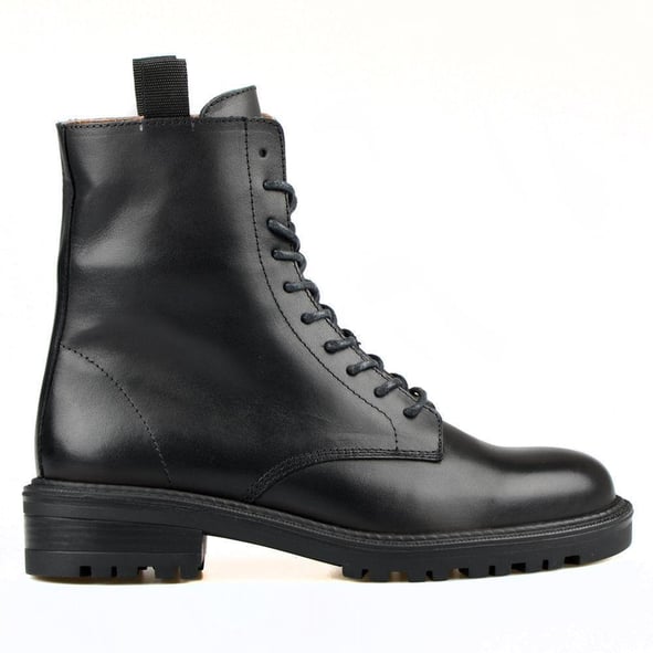 Women's Military Boots Lace Up Ankle Boots Black