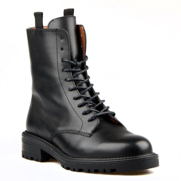 Women's Military Boots Lace Up Ankle Boots Black