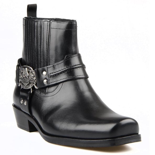 Black Leather Biker Boots Black