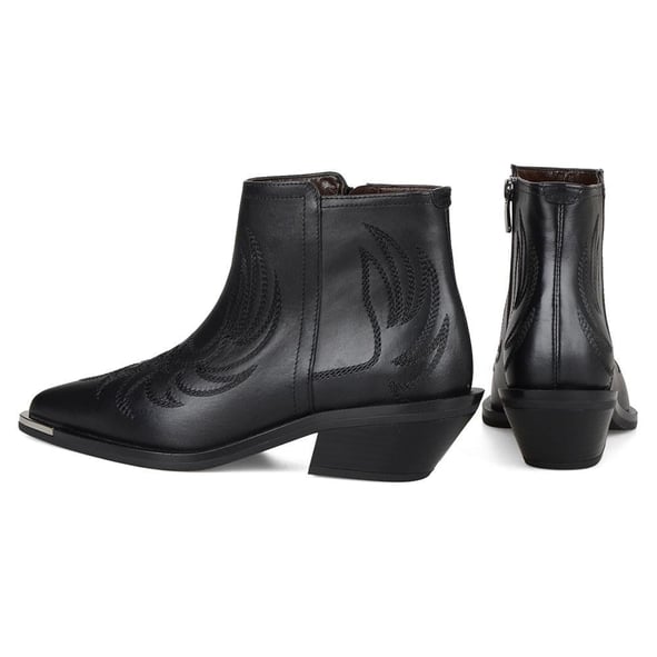  Black Women's Cowboy Ankle Boots Biasca