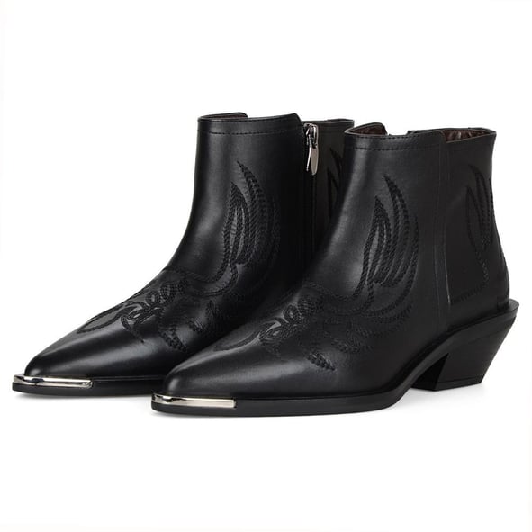  Black Women's Cowboy Ankle Boots Biasca