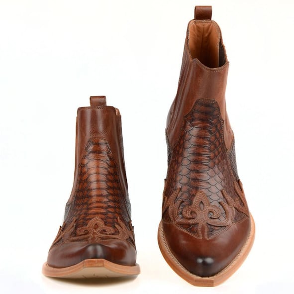 Tan Color Men's Cowboy Ankle Boots