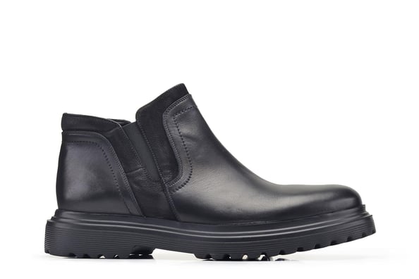 Siyah Fermuarlı Baskı Detaylı Yüksek Taban Erkek Bot