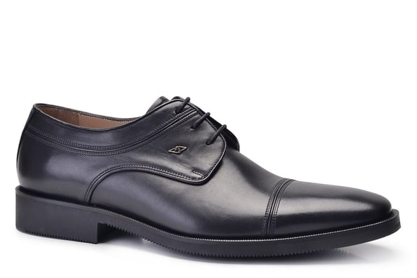 Siyah Bağcıklı Toka Detaylı Derby Stil Erkek Ayakkabı