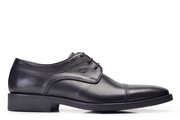 Siyah Bağcıklı Toka Detaylı Derby Stil Erkek Ayakkabı