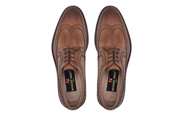 Taba Bağcıklı Derby Stil Günlük Deri Erkek Ayakkabı