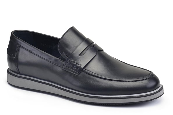 Siyah Bağcıksız Kuşak Detaylı Günlük  Loafer Erkek Ayakkabı