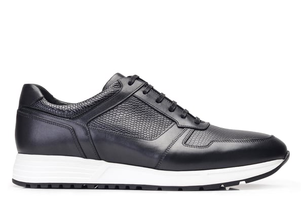 Siyah Baskı Detaylı Bağcıklı Günlük Sportif Erkek Sneaker Ayakkabı