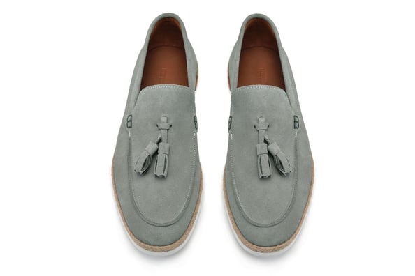 Gri Süet Loafer Püskül Detaylı Yazlık Erkek Ayakkabı