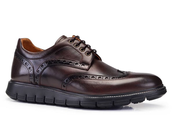 Koyu Kahverengi Bağcıklı Makyajlı Erkek Ayakkabı