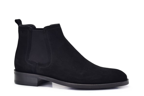 Siyah Süet Bağcıksız Lastik Detaylı Erkek Bot