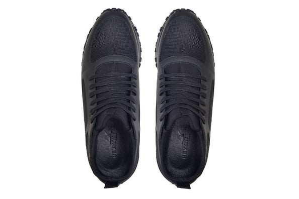 Siyah Bağcıklı Çorap Parça Detaylı Sportif Erkek Sneaker Ayakkabı