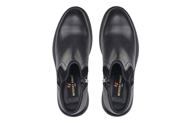 Siyah Fermuarlı Baskı Detaylı Yüksek Taban Erkek Bot