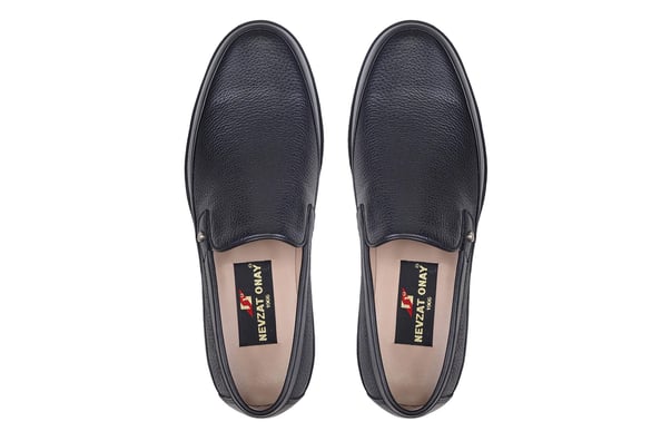 Siyah Bağcıksız, Toka Detaylı Loafer Erkek Ayakkabı
