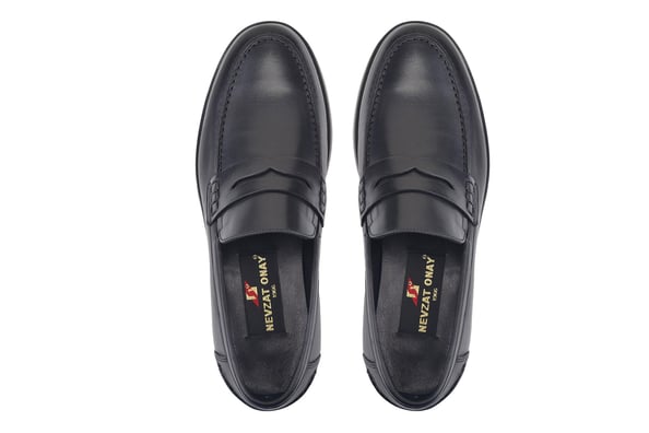 Siyah Bağcıksız Kuşak Detaylı Günlük  Loafer Erkek Ayakkabı