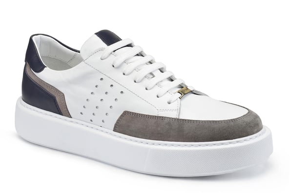 Beyaz Gri Süet Detaylı Bağcıklı Sneaker Erkek Ayakkabı