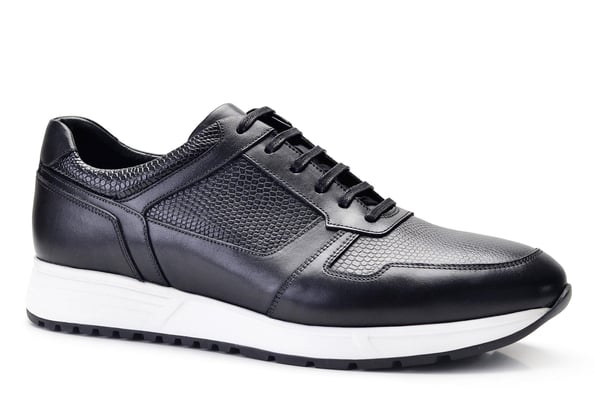 Siyah Baskı Detaylı Bağcıklı Günlük Sportif Erkek Sneaker Ayakkabı