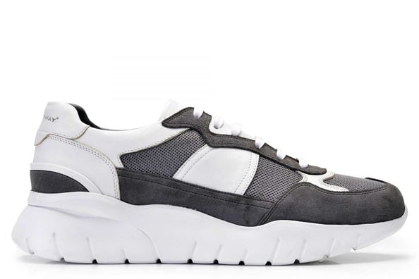 Beyaz Bağcıklı Gri Süet Detaylı Yüksek Taban Erkek Sneaker  Ayakkabı