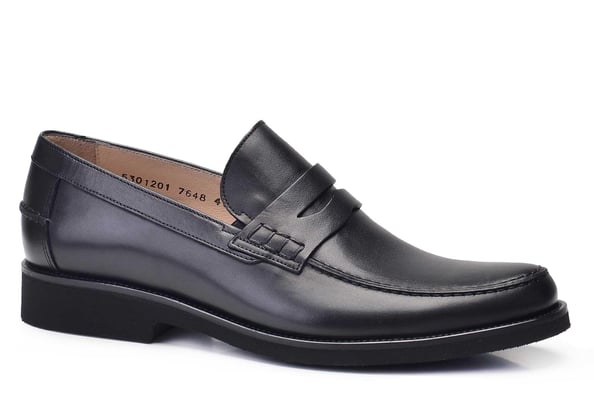 Siyah Bağcıksız Kuşak Detaylı Loafer Erkek Ayakkabı