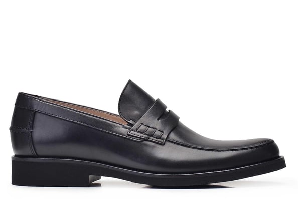 Siyah Bağcıksız Kuşak Detaylı Loafer Erkek Ayakkabı