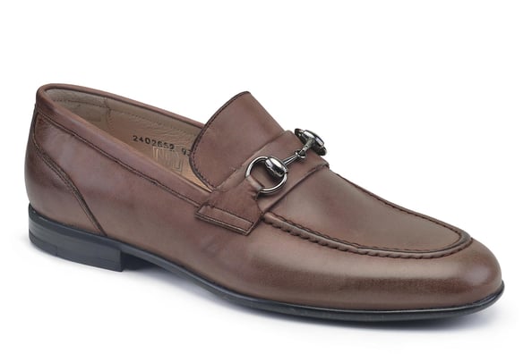 Kahverengi Bağcıksız kuşaklı Toka Detaylı Yazlık Erkek Ayakkabı