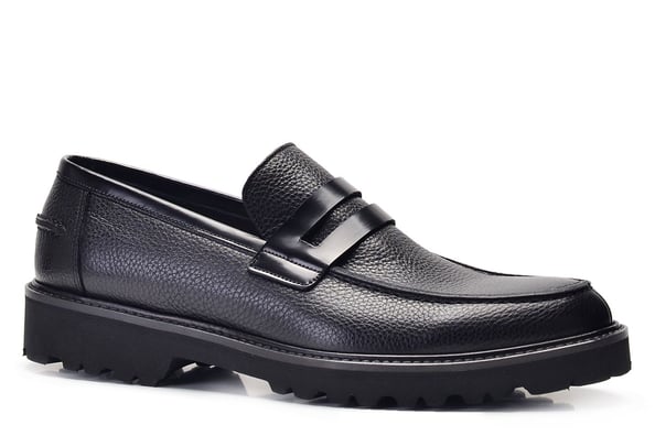 Hakiki Deri Siyah Günlük Loafer Erkek Ayakkabı -11928-