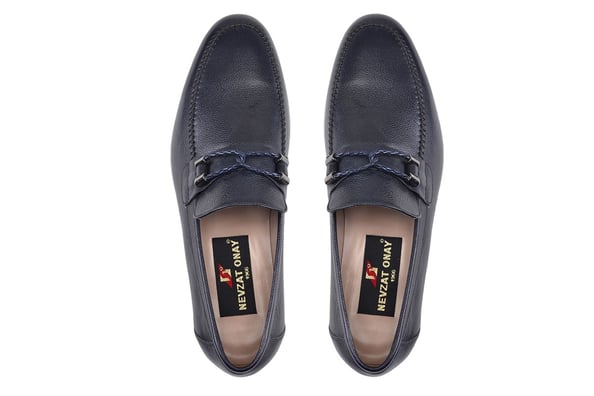 Lacivert Klasik Loafer Kösele Erkek Ayakkabı -10933-