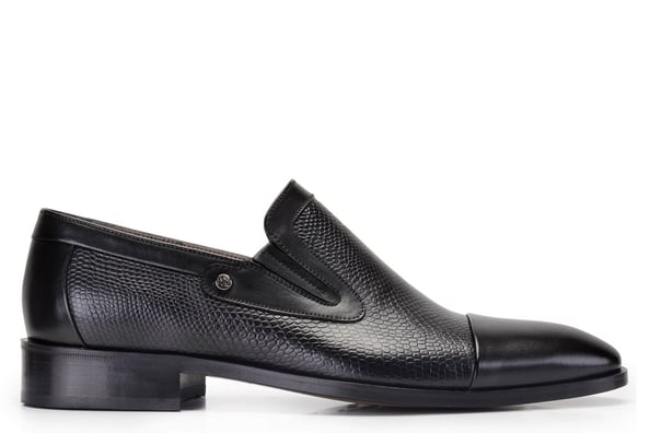 Siyah Klasik Loafer Kösele Erkek Ayakkabı -10782-