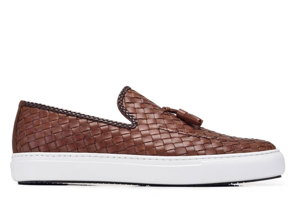 Taba Örgü Deri Sneaker Ayakkabı -10736-