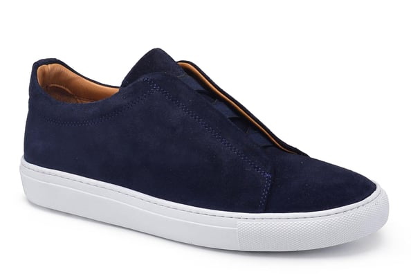 Süet Lacivert Bağcıksız, Lastikli Casual Sneaker Erkek Ayakkabı