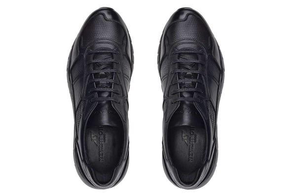 Siyah Bağcıklı Star Baskı Detaylı Yüksek Taban Erkek Sneaker Ayakkabı