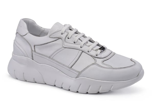 Beyaz Bağcıklı Yüksek Taban Erkek Sneaker Ayakkabı