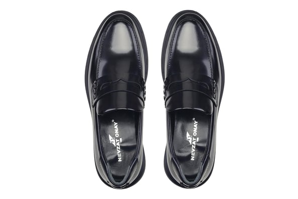 Siyah Açma Deri Bağcıksız Kuşak Detaylı Erkek Ayakkabı