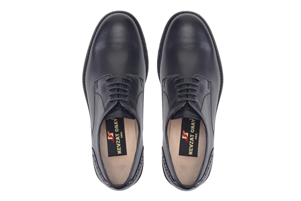 Siyah Bağcıklı Arka Baskı Detaylı Derby Stil Erkek Ayakkabı