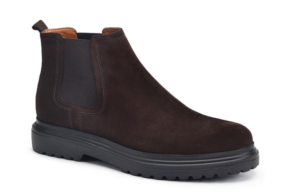 Süet Kahverengi Yanlardan Lastik Detaylı Chelsea Erkek Bot