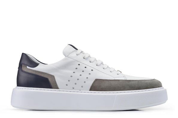 Beyaz Gri Süet Detaylı Bağcıklı Sneaker Erkek Ayakkabı