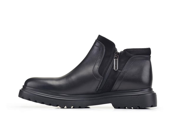 Siyah Fermuarlı Baskı Detaylı Yüksek Taban Erkek Bot