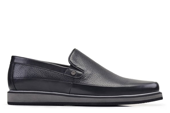 Siyah Bağcıksız, Toka Detaylı Loafer Erkek Ayakkabı