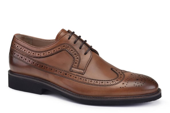 Taba Bağcıklı Derby Stil Günlük Deri Erkek Ayakkabı