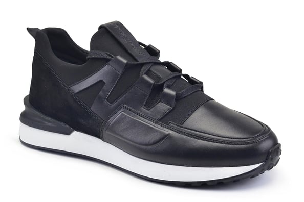 Siyah Çapraz Bağcık stil Beyaz Taban Erkek Sneaker Ayakkabı