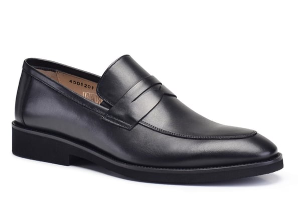 Siyah Bağcıksız Loafer Kuşak Detaylı Günlük Erkek Ayakkabı