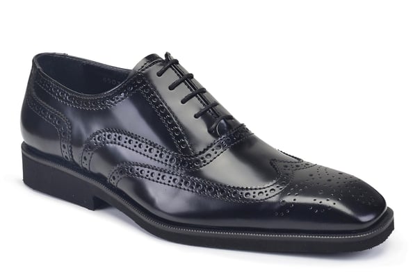Açma Siyah Oxford Bağcıklı Wingtip Erkek Ayakkabı