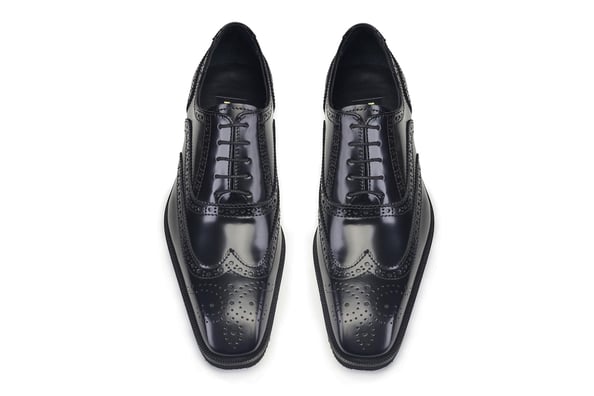 Açma Siyah Oxford Bağcıklı Wingtip Erkek Ayakkabı