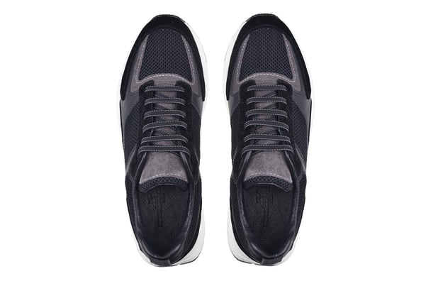 Siyah Süet Bağcıklı Beyaz Taban Sneaker Erkek Ayakkabı