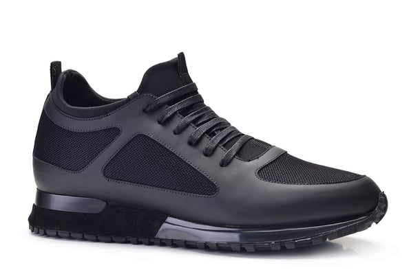 Siyah Bağcıklı Çorap Parça Detaylı Sportif Erkek Sneaker Ayakkabı