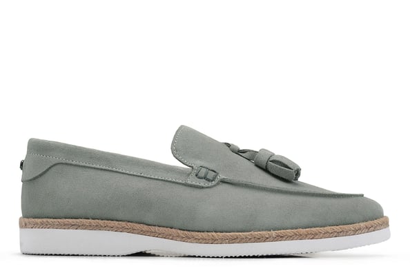 Gri Süet Loafer Püskül Detaylı Yazlık Erkek Ayakkabı