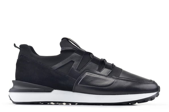 Siyah Çapraz Bağcık stil Beyaz Taban Erkek Sneaker Ayakkabı