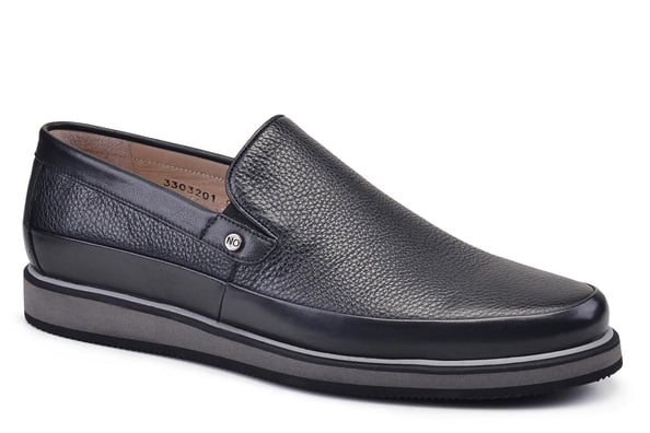 Siyah Bağcıksız, Toka Detaylı Loafer Erkek Ayakkabı