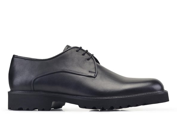 Siyah Bağcıklı Derby Stil Erkek Ayakkabı