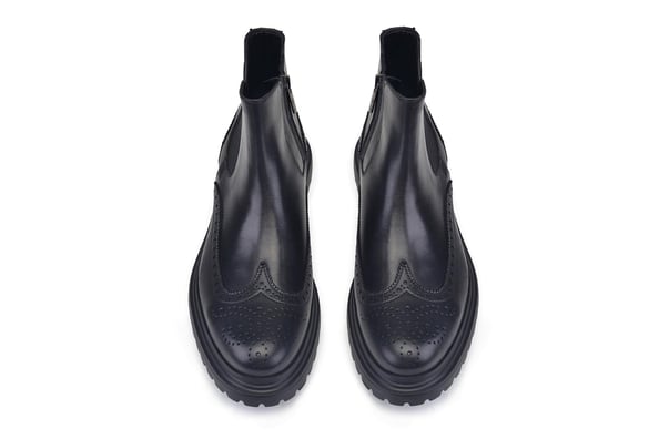 Siyah Bağcıksız Yanlardan Lastik Detaylı Fermuarlı Çift Yüz Erkek Bot